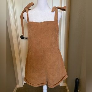 Corduroy Tie Knot Strap Shorts Overalls - NWOT